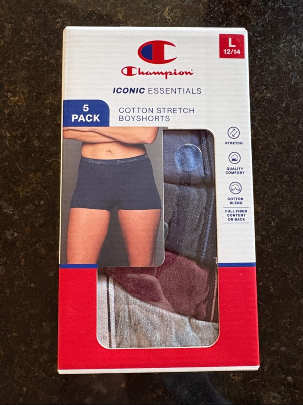 Champion Women’s Cotton Stretch Boyshorts 5-Pack - NWT LARGE 12/14